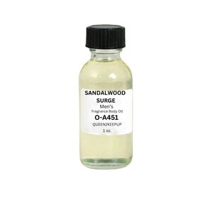 Sandalwood Surge Men's Body Oil Fresh Woody and Confident Masculine Scent 1 oz